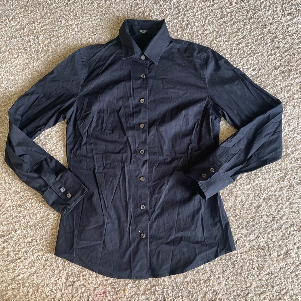 J. Crew Black Blouse Classic Button-Down. #3
